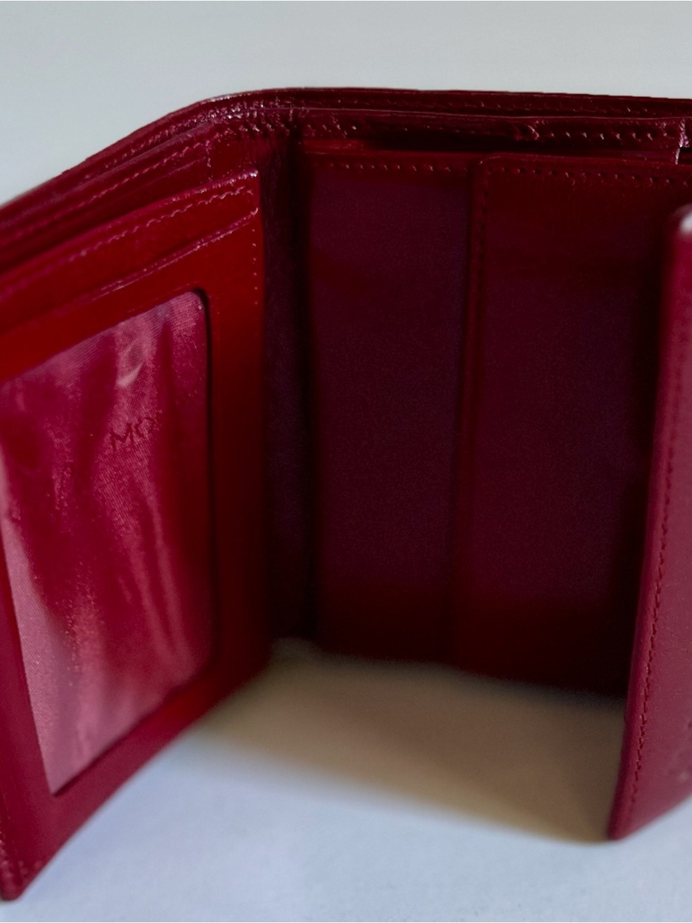 Vintage Monsac Red Leather Wallet Trifold Burgundy - Picture 5 of 7